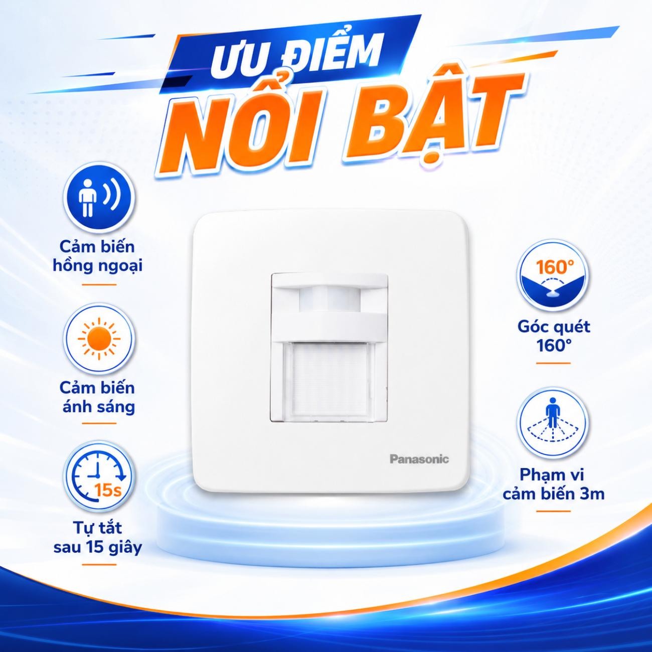 Đèn lối đi Minerva Panasonic PLS WMT707-VN cảm biến hồng ngoại, ánh sáng